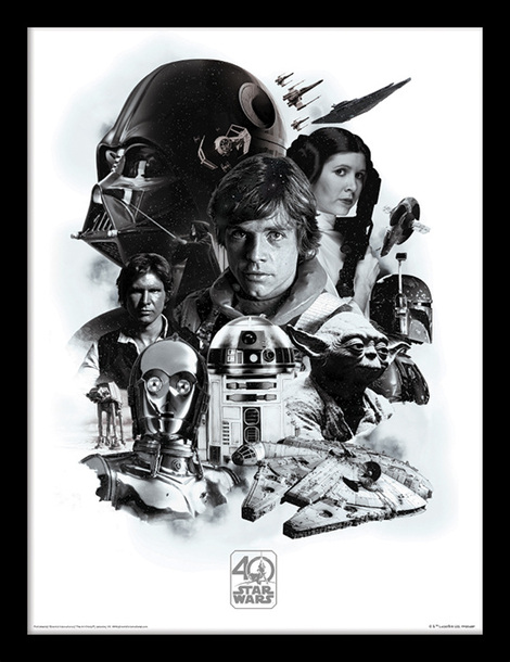 Star Wars 40th Anniversary (Montage) Wooden Framed 30 x 40cm Print - FP12048P