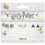 Harry Potter Silver Plated Earrings Set Platform 9 ¾, Hedwig Owl & Deathly Hallows - EWE0107