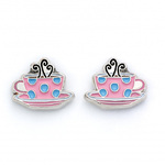 Friends Set of 3 Silver Plated Earring Studs; Frame, Coffee Cup, & Friends Logo - EFTE0014