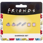 Friends Set of 3 Silver Plated Earring Studs; Frame, Coffee Cup, & Friends Logo - EFTE0014